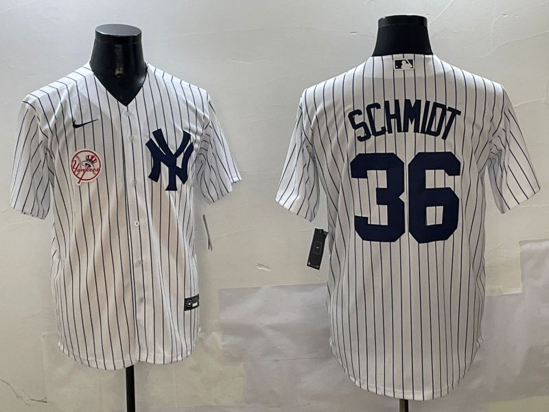 Men New York Yankees #36 Schmidt White Stripe Game 2025 Nike MLB Jersey style 4->new york yankees->MLB Jersey